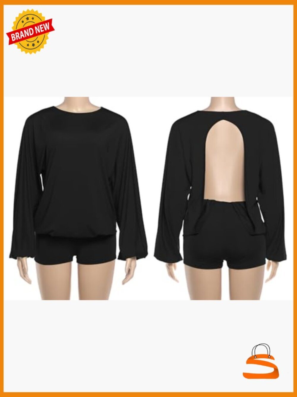 Sexy Open Back Romper Y2K Long Sleeve Mini Jumpsuit Club Party One Piece - Picture 6 of 7